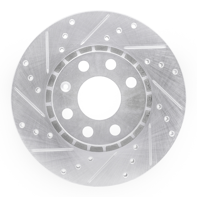 Fiat Punto Brake Rotor (1) - Front Left - R1 Concepts - Drilled & Slotted - Silver - `06-`10